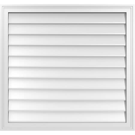 Ekena Millwork Vertical Surface Mount PVC Gable Vnt: Non-Functional, w/2"W x 1-1/2"H, Brickmould Frame, 34"W x 32"H GVPVE34X3202SN